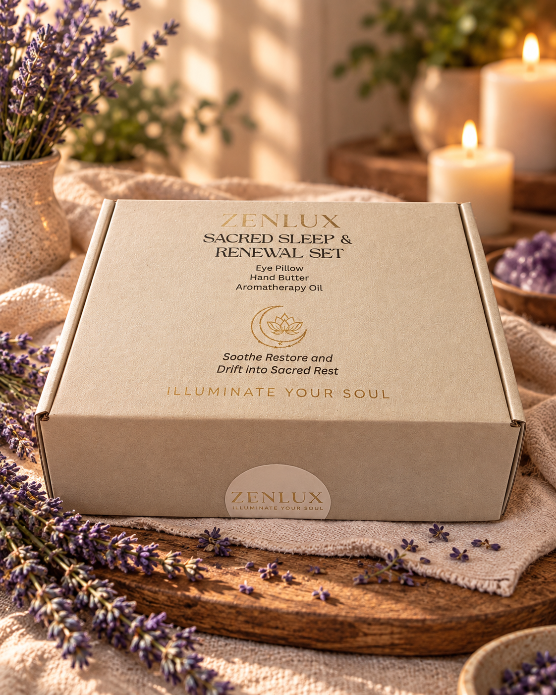 Sacred Sleep & Renewal Set (Eye Pillow, Aromatherapy Oil, Hand butter)