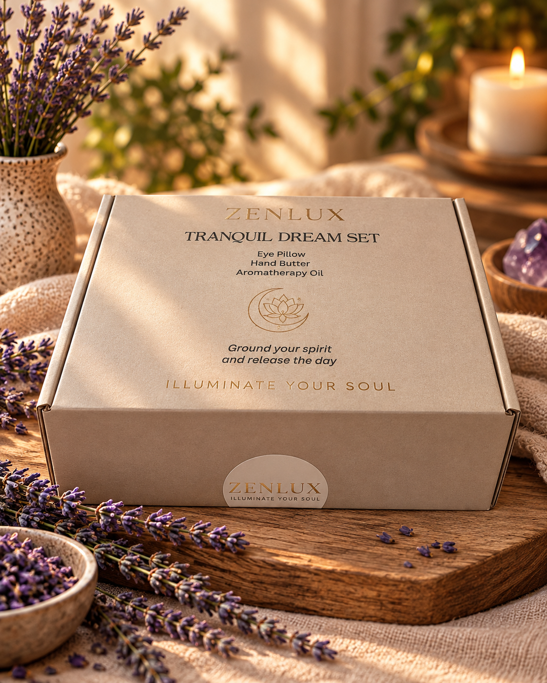 Tranquil Dreams Set (Eye Pillow, Aromatherapy Oil, Hand Cream)
