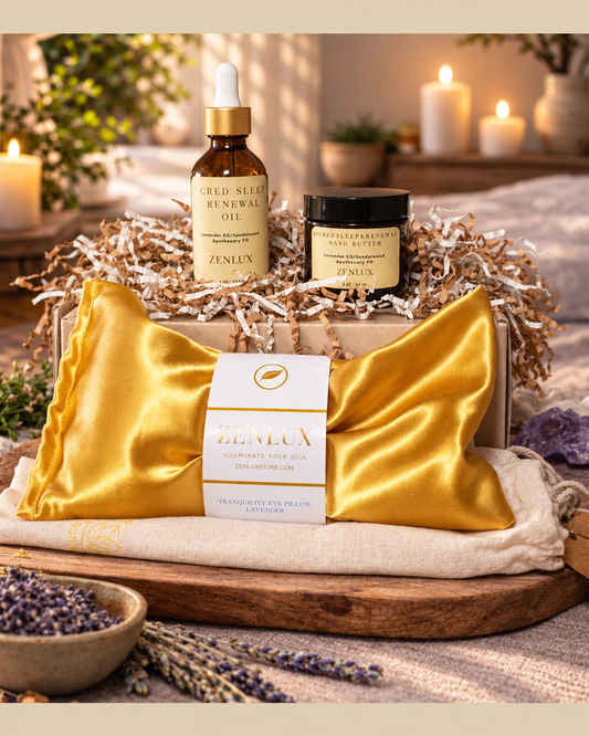 Sacred Sleep & Renewal Set (Eye Pillow, Aromatherapy Oil, Hand butter)